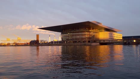 Sunset View Over The Opera House In Copenhagen, Denmark - POV