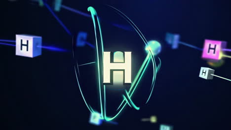 abstract digital representation of hydrogen and carbon atoms and molecules