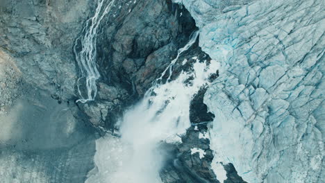 glacier melting due to climate change in the alps, view from above