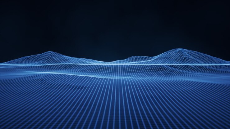 Spazio digitale con linee luminose, rendering 3D