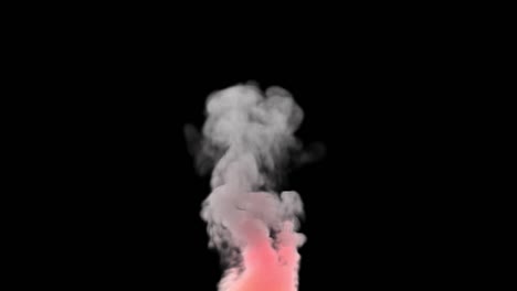 pink rose octane smoke effect rising up on black background animation