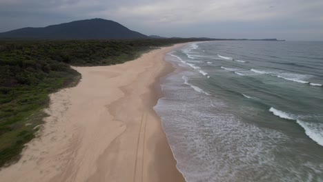 Sandy Shore Of Diamond Head Beach In NSW, Australia - Drone Shot
