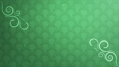 green textured background with decorative swirls