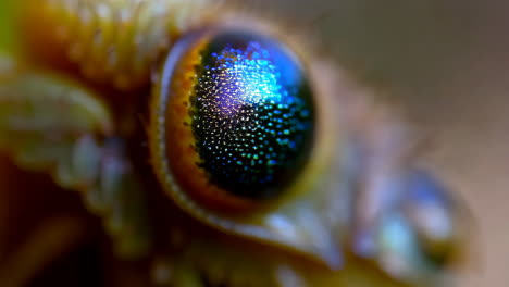 close-up of a vibrant insect compound eye