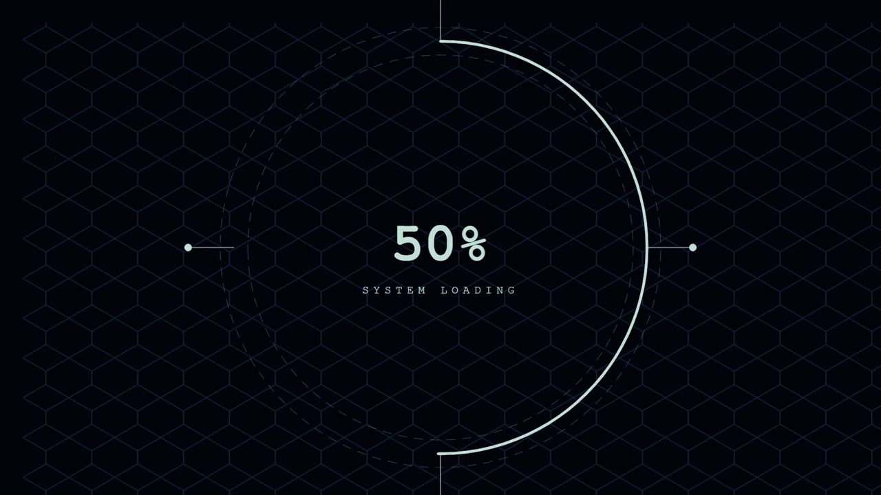 Digital System Loading Progress Bar with Hexagonal Background