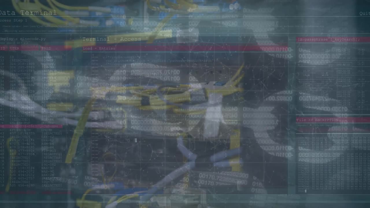 Animation of online security chains and data processing over server