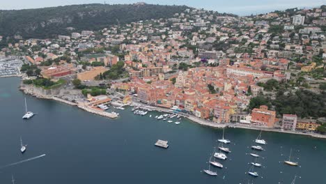 Villefranche-sur-mer-Francia-Drone,-ángulo-Alto-Aéreo