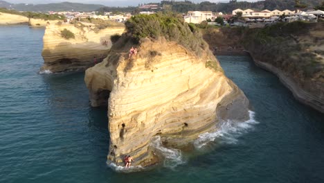 Corfu-island-Canal-D'amour-in-Sidari-area,-Aerial-view