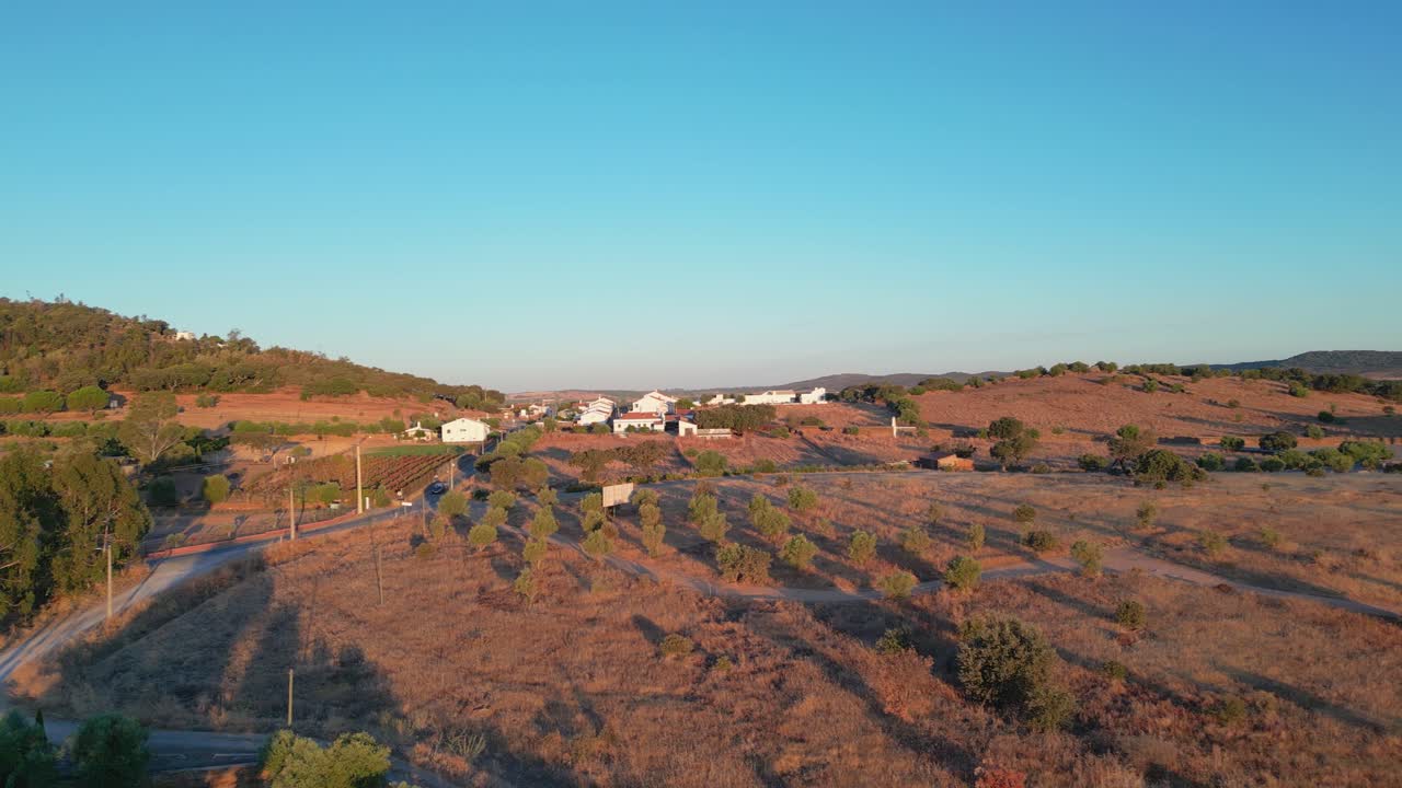 Panoramic view of country land in full sun. Daylight
