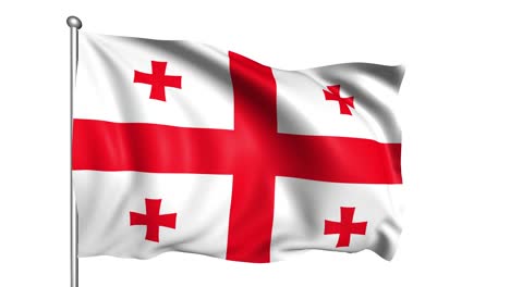 flag of georgia with fabric structure in the wind (alpha channel, loopable)