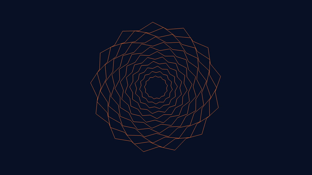 Psychedelic circle with neon lines in dark space