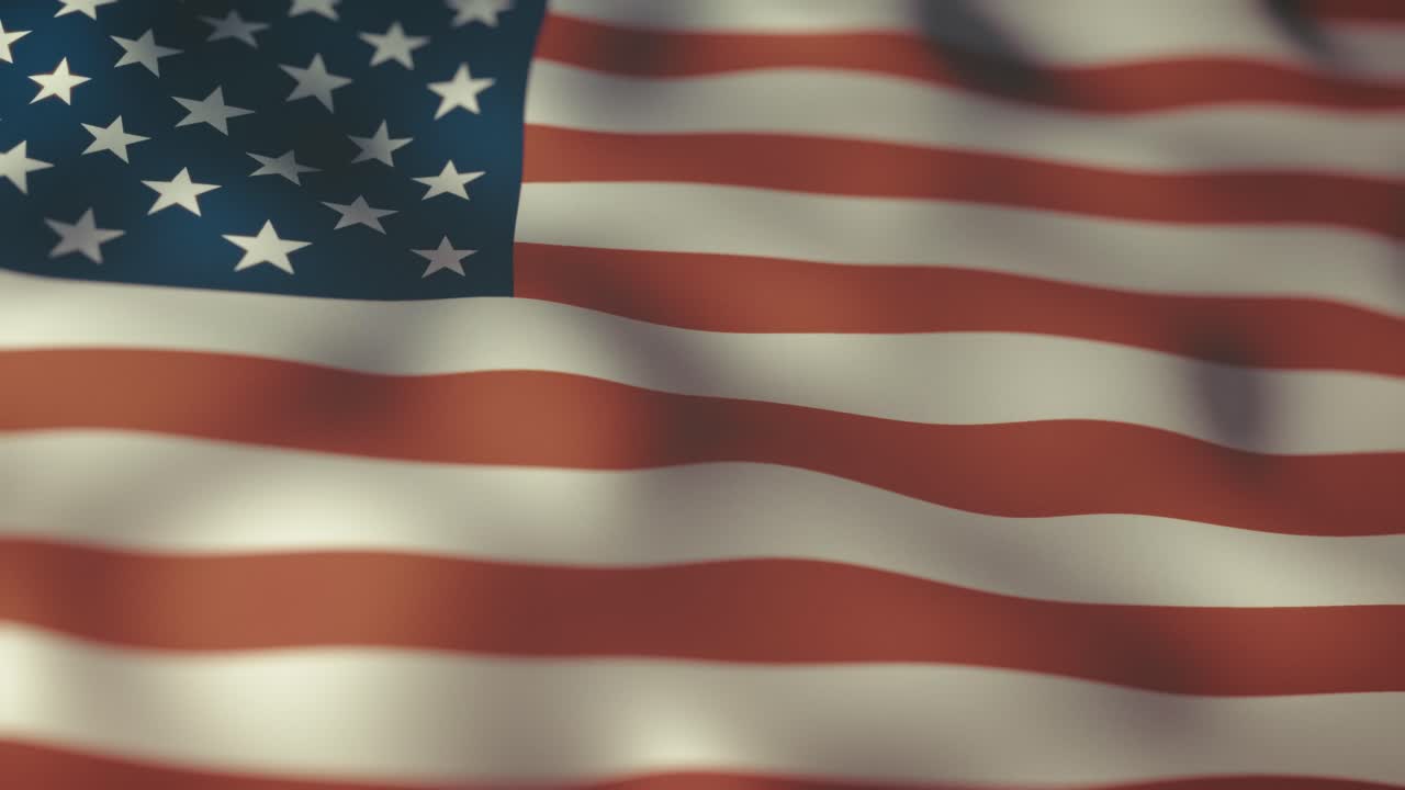 Seamless looping animation of a USA flag waving vigorously in the wind, perfect for patriotic, national, or celebratory themes. The flag moves dynamically with graceful, continuous motion