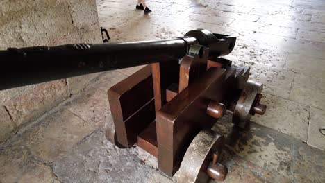 close up detail of an ancient cannon in belem tower, lisbon, portugal