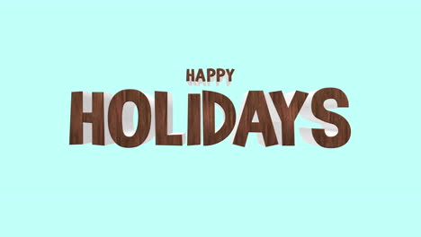 handwritten happy holidays in brown on light blue background