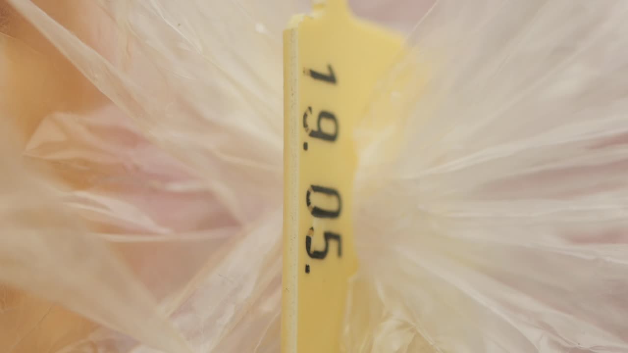 Date tag on a plastic bag
