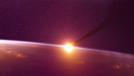 meteor streaks across the sky as the sun rises over earth.