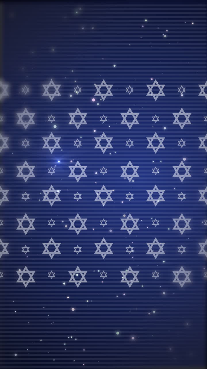 Abstract blue background with jewish symbol star of david. Looped motion graphics. Vertical video.