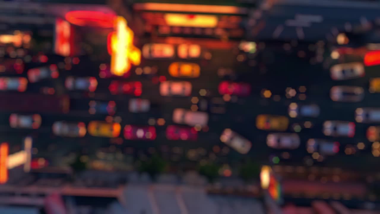 top view of traffic jam on Yaowarat Road,During the night.