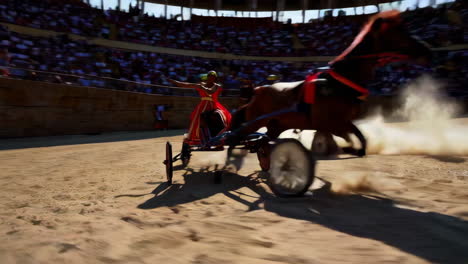 chariot racing in an ancient arena