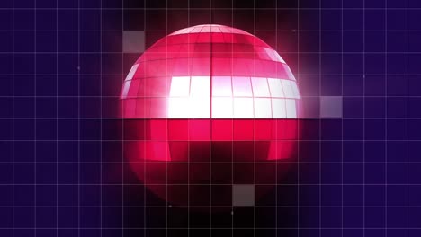 spinning pink disco ball with blue and pink background