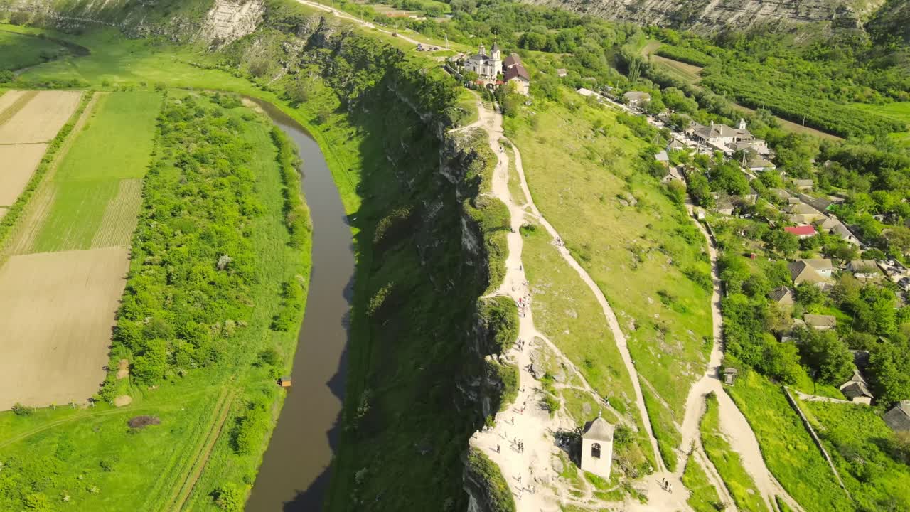 Aerial drone view of the Old Orhei historical and archaeological complex in Moldova