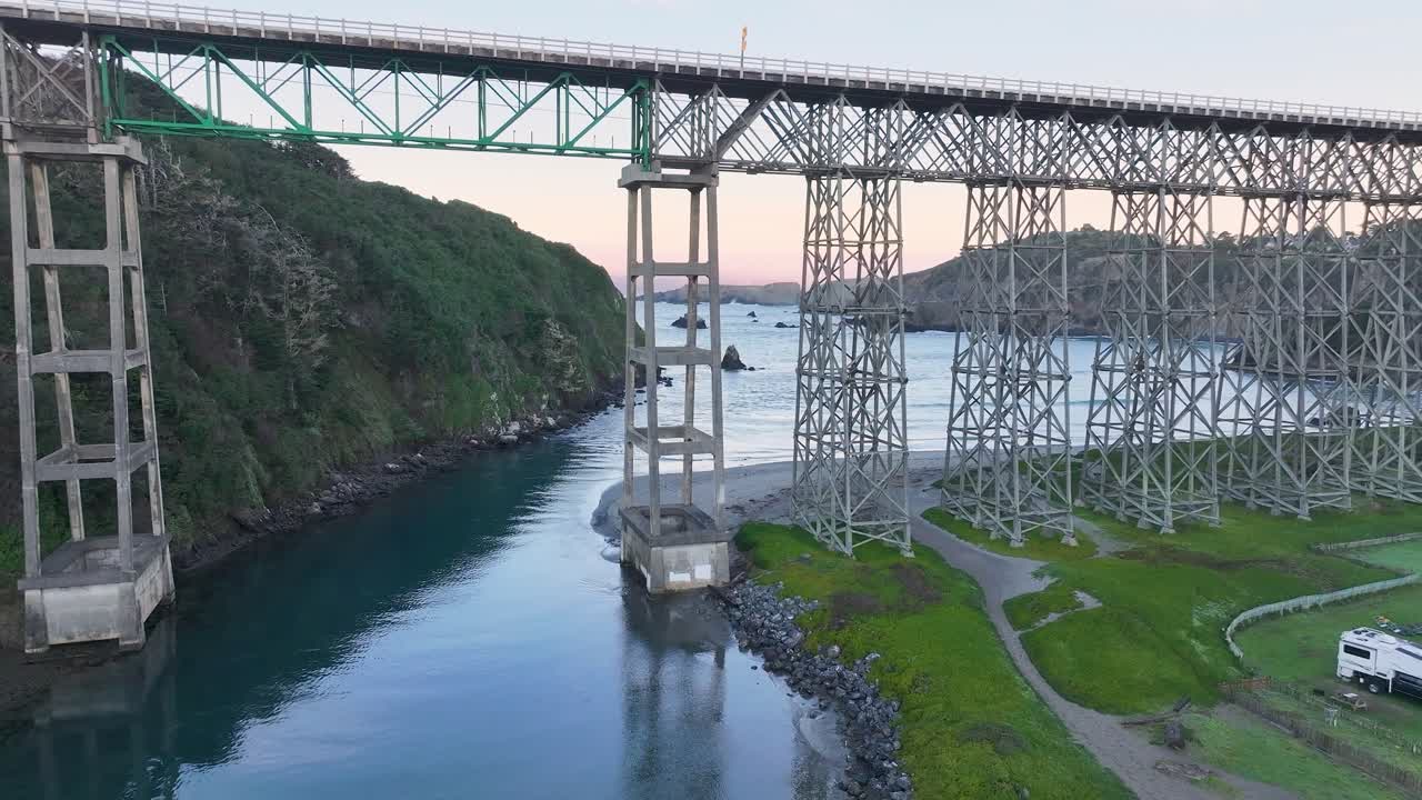 Aerial view of bridge at Albion Campground