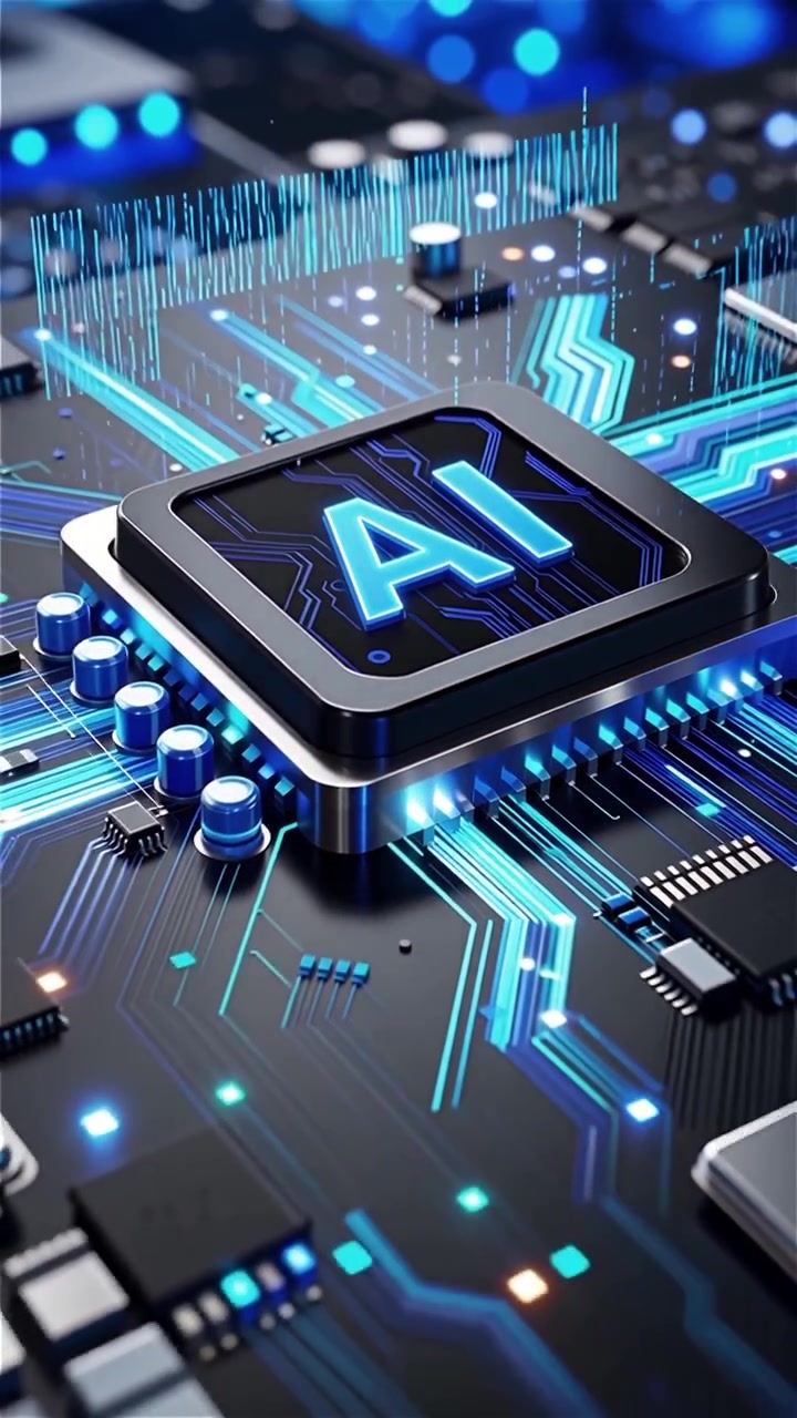 Futuristic AI Chip Motherboard Technology Background