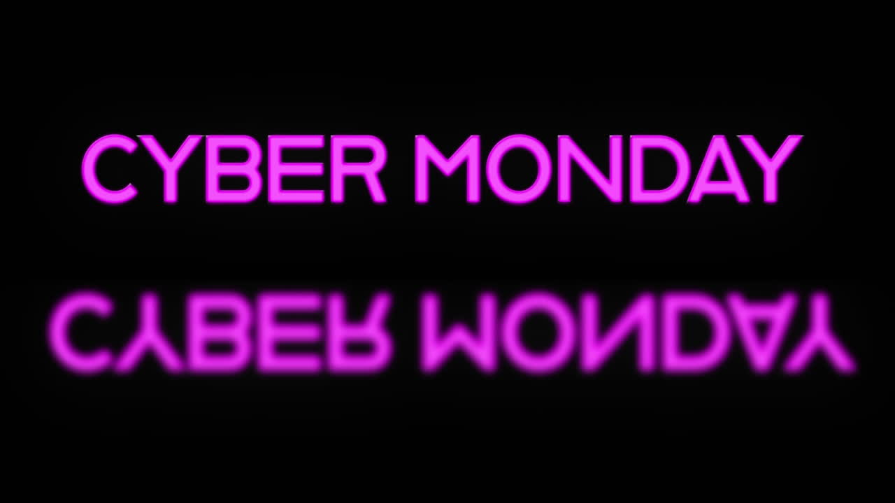 el texto de cyber monday de neón rosa aparece en 4k