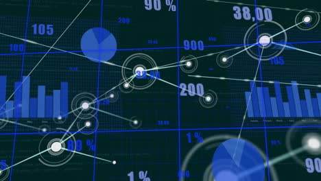 animation of data processing over network of connections with icons