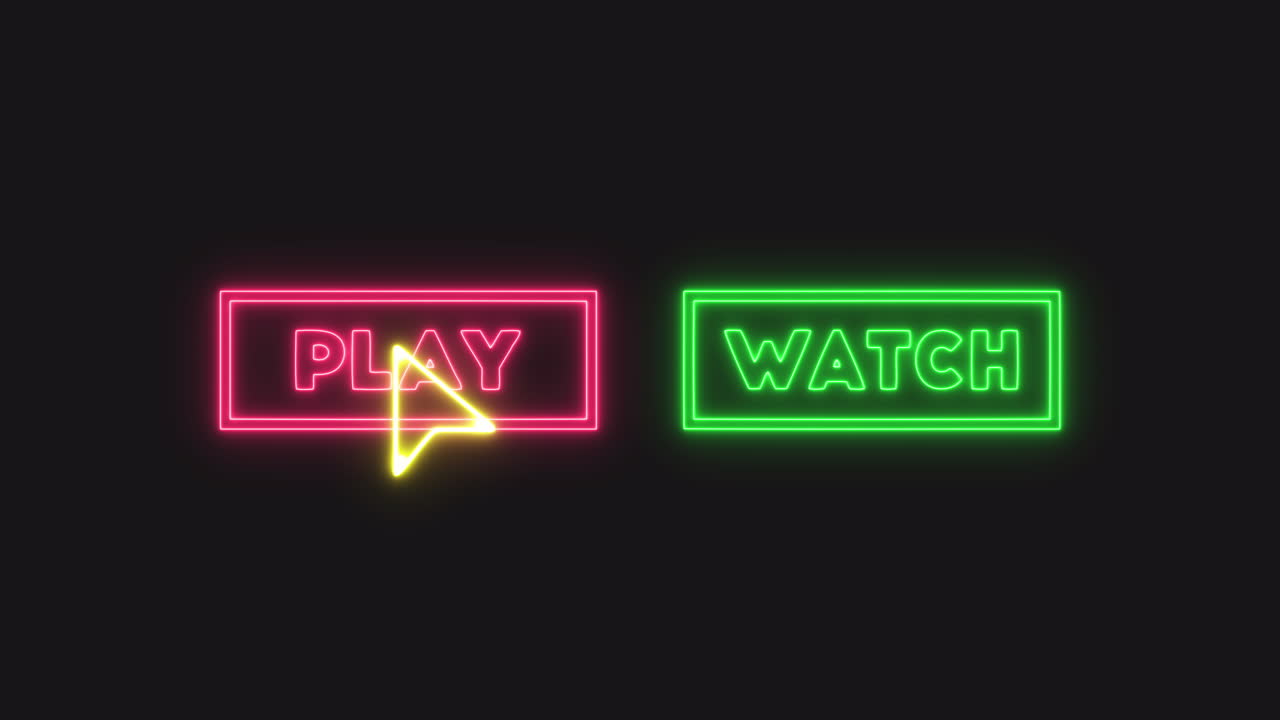 Two videogame buttons, Play and Watch, with a shiny cursor choosing between the two
