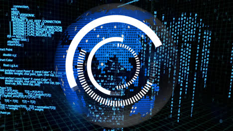 Radar-on-world-map-against-illustration-of-data-interface