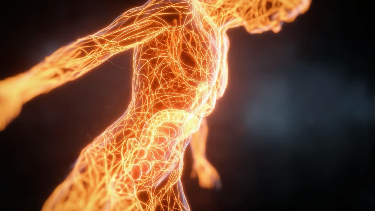 A Stunning Visual Representation of the Human Body’s Energetic Pathways, Showcasing the Intricate Connectivity of Vital Organs Through Luminous Lines and Vivid Colors