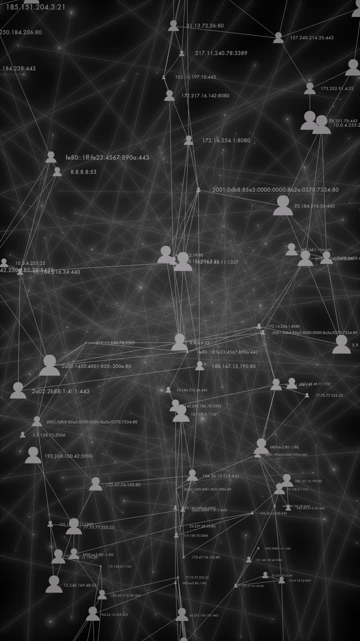 Digital grænseflade viser mistænkelige adresselinks, der dannes i realtid. Teknologisk visuelt materiale egnet til cybersikkerhed og retsmedicinsk analyse.