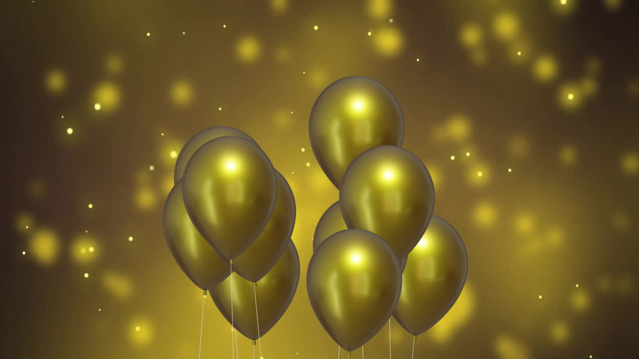 Animation of gold balloons over gold background