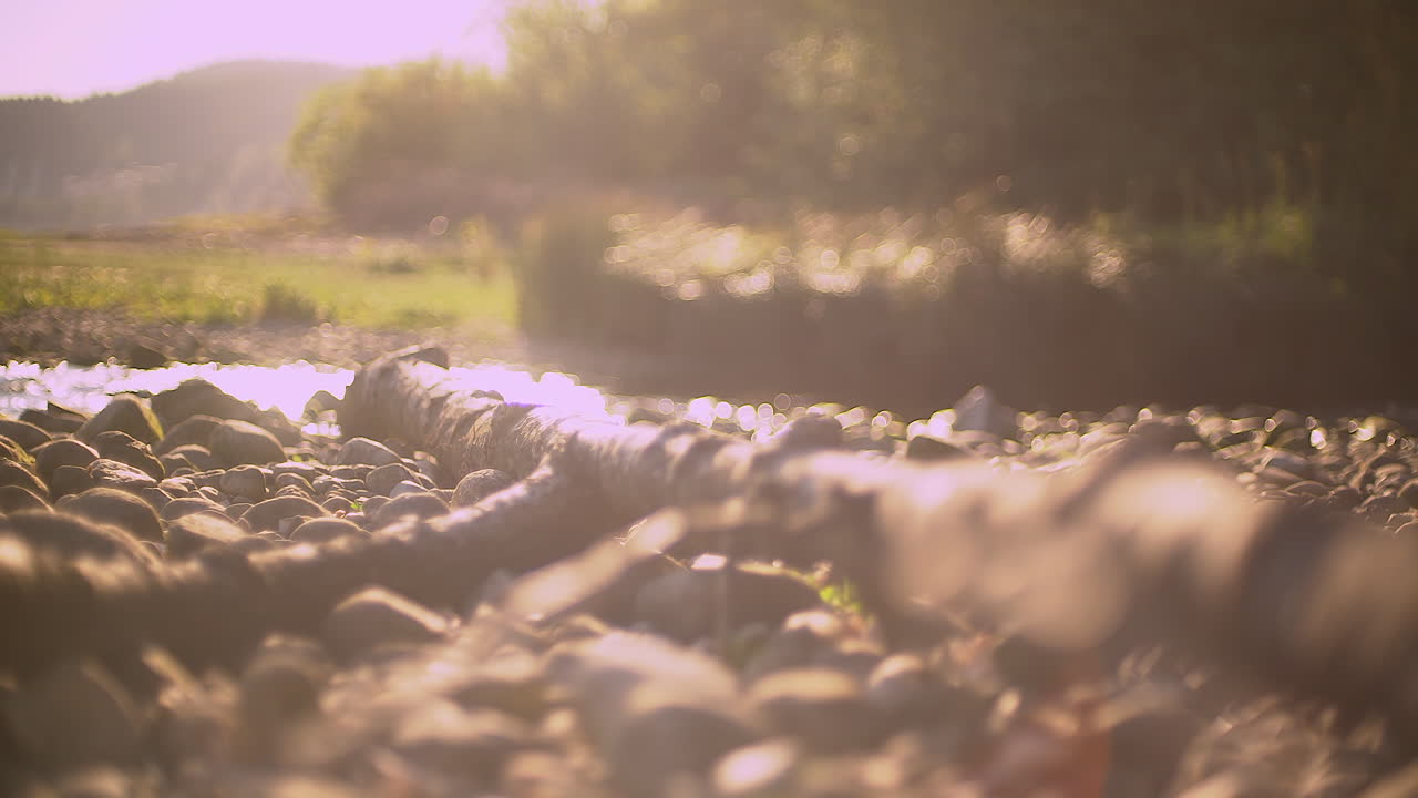 Sliding to nature golden evening on beach