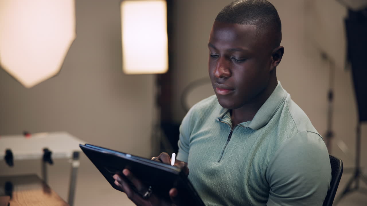 Man using tablet in studio