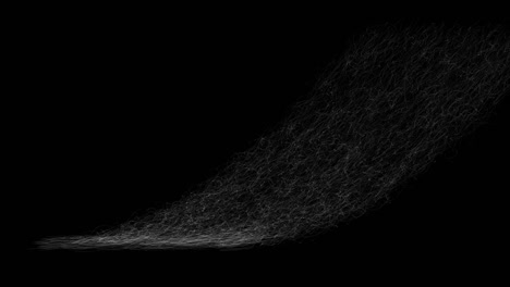 abstract lines from particles chaotic movement, ignites an explosion on a black background. blend mode
