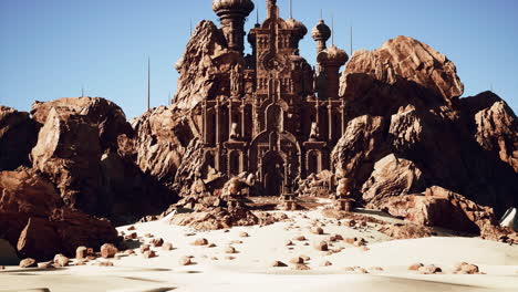 las ruinas de un castillo de fantasía en un paisaje desértico