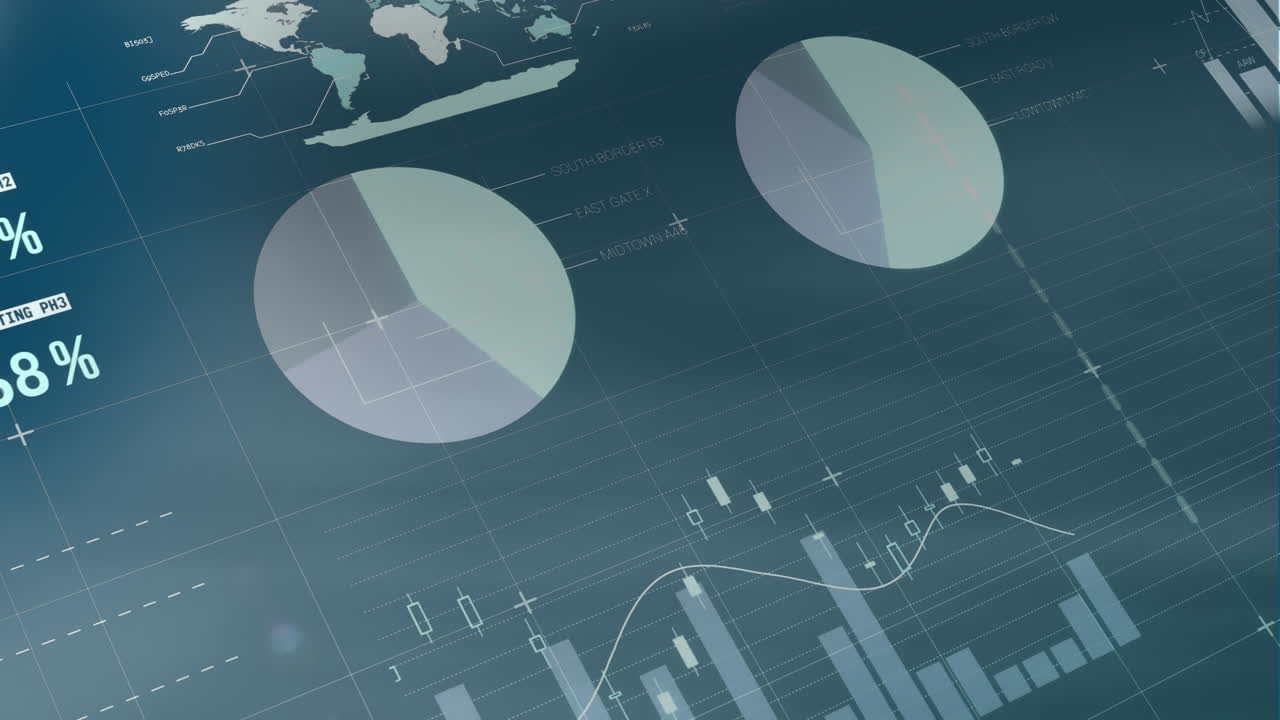 Animation of infographic interface against abstract background