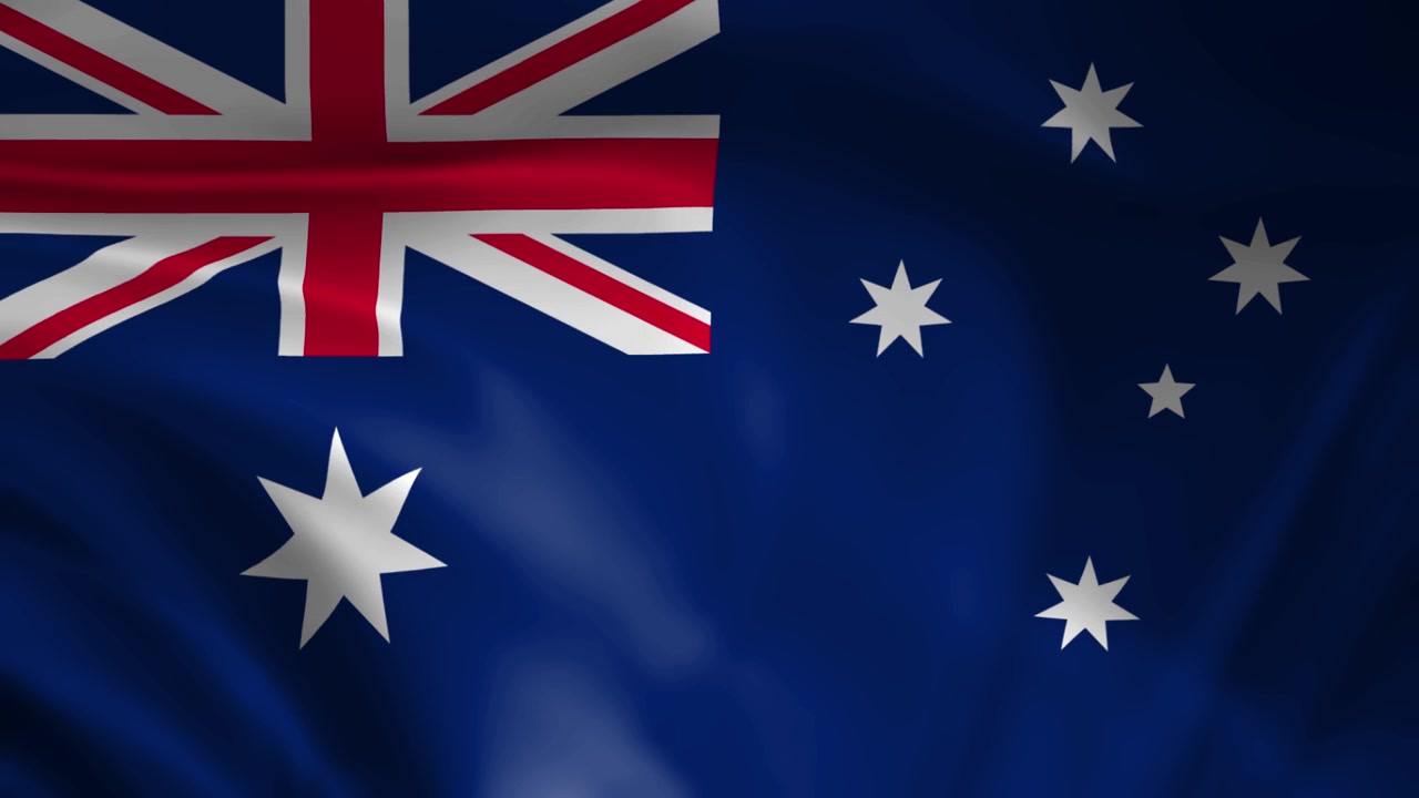 La bandera australiana ondeando en el viento