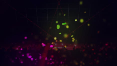 animación de puntos coloridos de luz sobre la multitud bailando