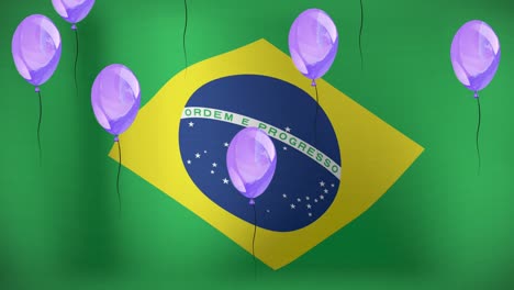 animación de globos sobre la bandera de brasil