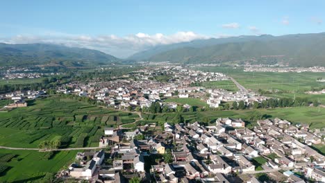 village and fields in shaxi, yunnan, china.