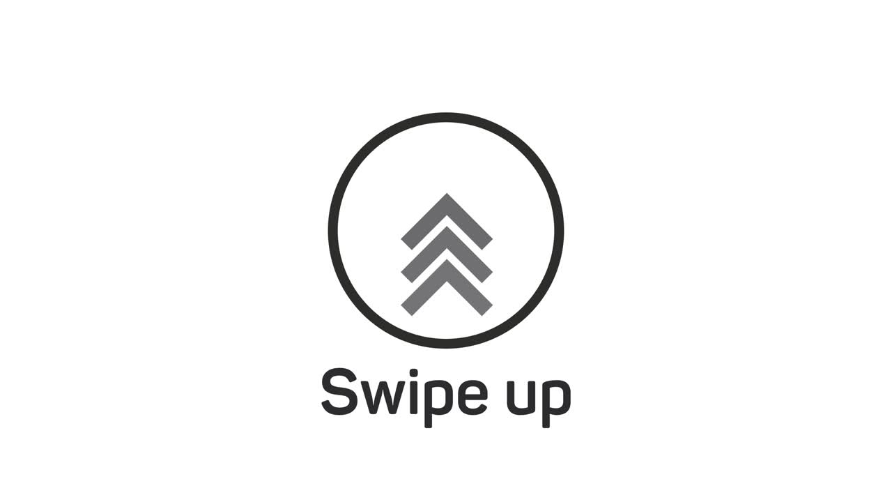 Social media swipe up arrows motion graphics animation. Alpha channel without background. Swipe up animation footage.