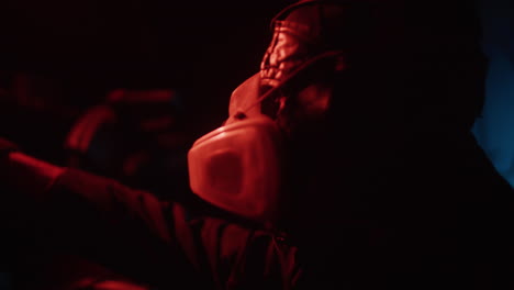 person in protective gear at a night event