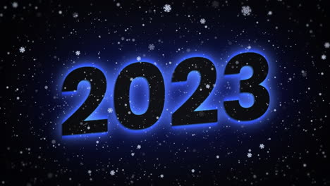animación de nieve y 2023 sobre fondo negro
