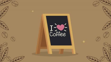 me encanta el café con letras en la pizarra.