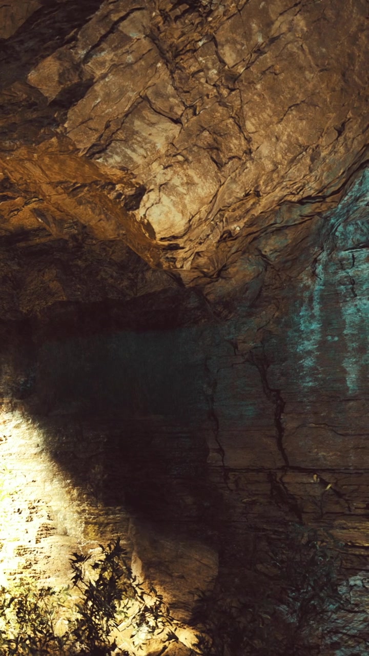 Osservazione di formazioni rocciose in una grotta sotterranea durante le ore serali.