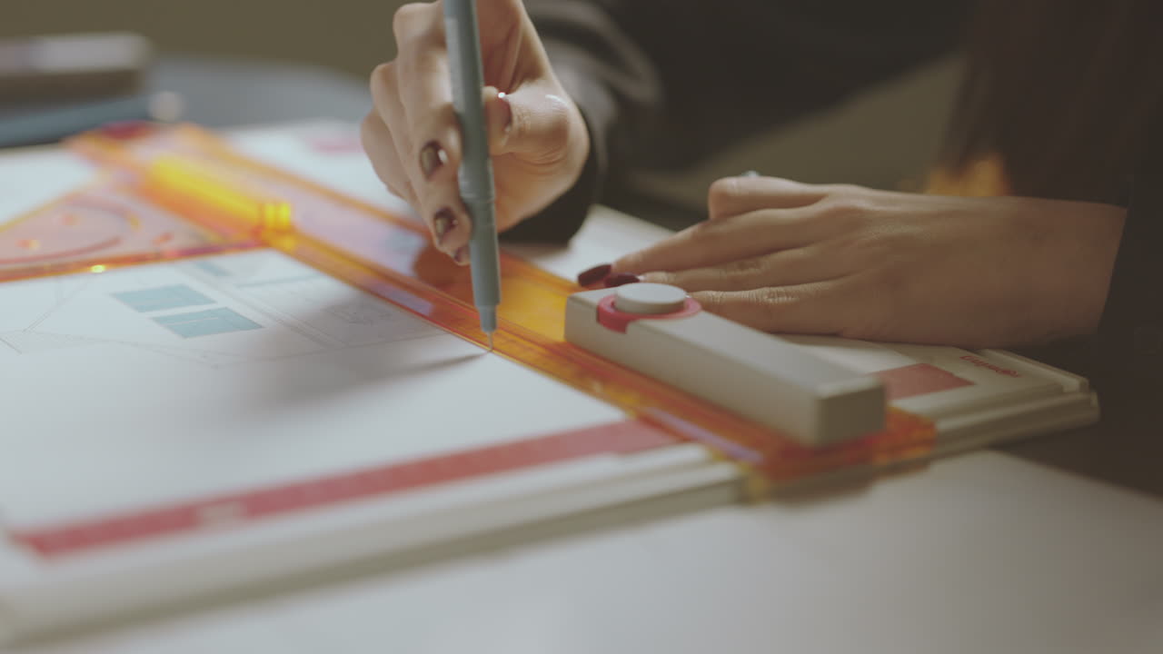 Architect working on a blueprint