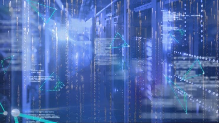 Animation of triangles moving over servers